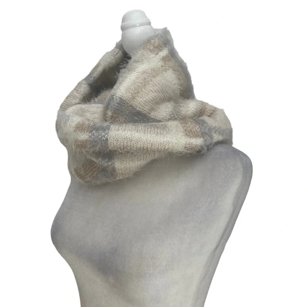 Anthropologie Ampato Twisted Infinity Cowl Scarf NWT in Cream Grey Caramel